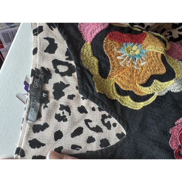 Tunic Top Womens 1X Pink Floral Embroidered Lined Flowy Plus Boho Jane Insp. - Picture 7 of 8